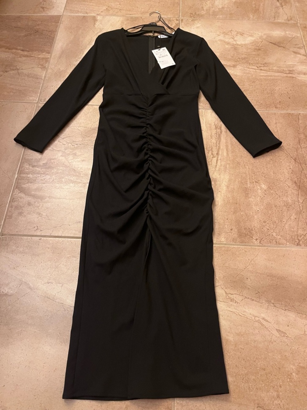 Zara Black Ruched Maxi Dress